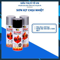 Sơn Chịu Nhiệt Hi-temp Bosny - Sơn Xịt Nhiệt Độ Cao 400-1200 độ F Màu Đen, Nhũ Bạc BOSNY Hàng Chính Hãng -sieuthioto