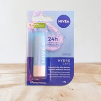 Son dưỡng cấp ẩm chốn nắng không màu Nivea Hydro Care Moisturising Lip Balm SPF15 4.8g