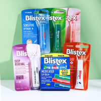 Son dưỡng môi chống nắng Blistex Bi Lip nhỏ màu xanh lam dành cho nam và nữ son dưỡng môi trị thâm