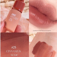 Son Ink Màu 25 Cinnamon Nude Nâu Đất Ánh Cam Kem Lì Peripera Ink Velvet Lip Tint Mới Nhất