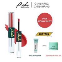 Son Kem 2 Đầu Posshe Siêu Lì Không Trôi Màu P906 - Hồng Baby - Mua 2 Cây Tặng Kem Má Hồng + Son Dưỡng Và Sáp Tẩy Trang