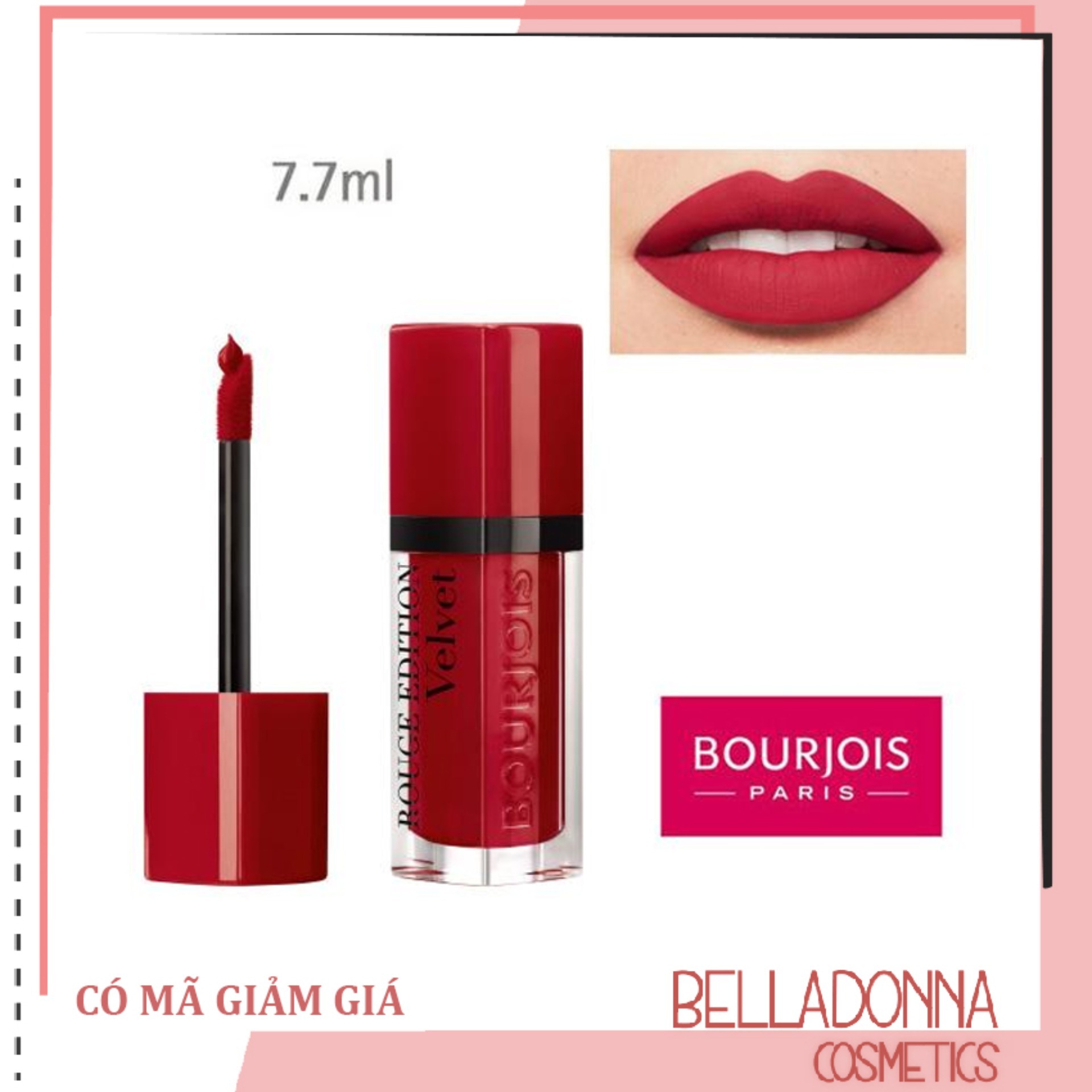 Son kem Bourjois Rouge Edition Velvet 15 Red Volution - Đỏ Thuần 7.7ml