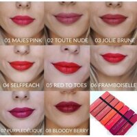 Son Kem Bourjois Rouge Laque 01 Majes'Pink 08 Bloody Berry