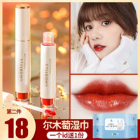 Son kem Ermu nho trắng dạng tuýp nước gương nhung matte son lì dưỡng ẩm cho nữ sinh son bóng giá rẻ mt05 merzy dt11