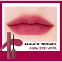 Son Kem Lì 3CE Mịn Như Nhung Velvet Lip Tint Know Better - Màu đỏ tía