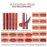 Son kem Lì 3CE Velvet lip tint - taupe - chilk like - pink break