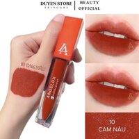 Son kem lì ANGELUX cao cấp, Son kem lì màu Cam Nâu cực xinh lên màu chuẩn tôn da trắng răng