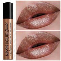 Son kem lì ánh kim NYX Liquid Suede Cream Metallic Matte Lipstick 38  - Cam nhũ ánh nude lấp lánh