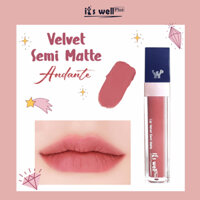 Son Kem Lì its Well plus Lip Velvet Semi Matte 8g - LIP-V1 Andante - Nude Hồng Đất