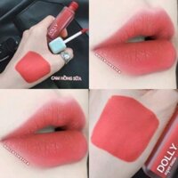 Son kem lì màu ''cam hồng sữa'' Dolly super matte, son kem lì không chì bền màu lâu trôi