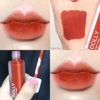 Son kem lì màu cam nâu Dolly super matte, son kem lì không chì bền màu lâu trôi
