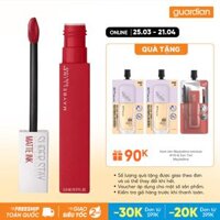 Son Kem Lì Maybelline Super Stay Matte Ink Lipstick (City Edition) 220 Ambitious Đỏ Tươi 5Ml