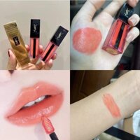son kem YSL fullsize fullbox màu 604 Hồng cam đào dòng son dưỡng bóng siêu lỳ