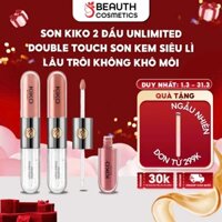 Son Kiko 2 đầu Unlimited Double Touch son kem siêu lì lâu trôi không khô môi 2x3ml