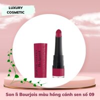Son lì Bourjois màu hồng cánh sen số 09 - Rouge Velvet The Lipstick No.09 Fuchsia Botte