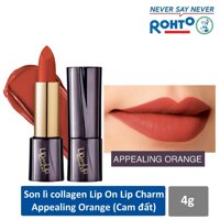 Son lì Collagen siêu mịn Lip On Lip Charm Appealing Orange 4g (Cam đất) [bonus]