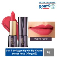 Son lì Collagen siêu mịn Lip On Lip Charm Sweet Rose 4g (Hồng đỏ) [bonus]