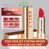 Son lì Lady Leader CChoi màu nguyên liệu đạt chuẩn FDA Mỹ son moi son cho bà bầu siêu mượt LÁ CỎ MỸ PHẨM THUẦN CHAY