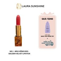 Son lì siêu mịn cao cấp Hàn Quốc LAURA SUNSHINE Golden Velvet Lipstick, Màu hồng đào No.1, Mỹ phẩm Nhật Kim Anh