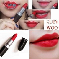 Son MAC ruby woo đỏ cam + đỏ hồng son lì môi ẩm lâu trôi dưỡng da trắng mịn/