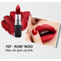 Son MAC ruby woo đỏ cam + đỏ hồng son lì môi ẩm lâu trôi dưỡng da trắng mịn màng.