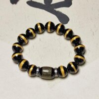 Sơn mài vàng Dòng đầu tiên Dược sĩ mạ vàng Prajna Heart Sutra Mã não đen Đồng sáu xương Mantra Spacer