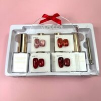 sơn mắt mèo Vendeeni 4 màu ( tông Đỏ ) tặng bảng màu Make làm móng