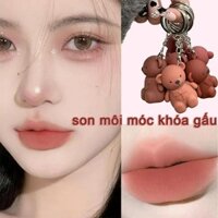 Son Môi Màu Nhung Lì móc khóa gấu Son thỏi Siêu Lì Cao chất siêu mịn mượt 50g
