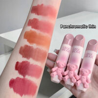 Son môi nhũ lông nhung mờ hình gấu nhỏ dễ thương, giữ lớp trang điểm, làm trắng môi, kem tô màu môi 250312