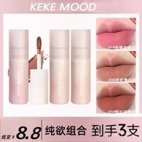 Son môi nhũ nhung KeKeMood, màu nude, không dính cốc, cho sinh viên, vẻ ngoài tự nhiên, sáng bóng