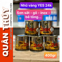 Sơn Nhũ Vàng 24K CAO CẤP - hệ 1K pha xăng thơm, sơn sắt, mạ kẽm - Lon 400gr