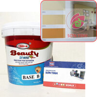 Sơn nước bóng mờ màu kem nhạt đậm vàng cam Ngoại thất Ngoài trời Cao cấp BEAUTY SHIELD PLUS của URAI PAINTS 1 lít