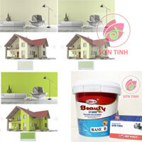 Sơn nước bóng mờ màu xanh lá nhạt, lá mạ kem nhạt Ngoại thất Ngoài trời Cao cấp BEAUTY SHIELD PLUS của URAI PAINTS 1 lít