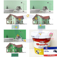 Sơn nước Lau Chùi Thoải Mái BEAUTY EZ CLEAN Nội thất trong nhà cao cấp màu xanh ngọc xanh lá đậm nhạt 1 Lít