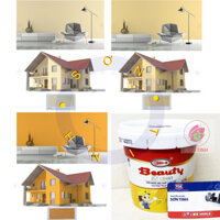 Sơn nước Lau Chùi Thoải Mái BEAUTY EZ CLEAN Nội thất trong nhà cao cấp màu kem nhạt đậm vàng cam 1 Lít