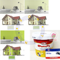 Sơn nước Lau Chùi Thoải Mái BEAUTY EZ CLEAN Nội thất trong nhà cao cấp màu xanh lá nhạt, lá mạ kem nhạt 1 Lít
