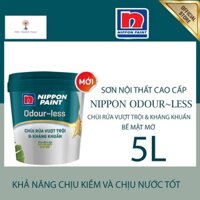 Sơn nước nội thất - Siêu cao cấp - Nippon Odour~less -Chùi rửa- Kháng khuẩn - Bề mặt mờ - 5L