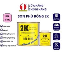 Sơn phủ bóng 2K bộ 1Kg hệ siêu bóng, chống trầy xước, chống ngả vàng, Bóng 2K