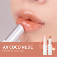 Son Romand Dưỡng Có Màu Thuần Chay 01 Coco Nude - Màu Beige, Son Romand Glasting Melting Balm 01 Coco Nude
