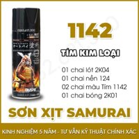 Sơn Samurai Màu Tím - Combo Sơn Xịt Samurai Màu Tím Ánh Kim 1142