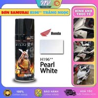 Sơn Samurai màu trắng ngọc H196 chính hãng, sơn xịt phủ dàn áo xe máy chống nứt nẻ, kháng xăng