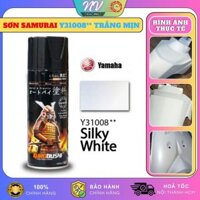 Sơn Samurai Y31008 Màu Trắng Mịn Chính Hãng, Sơn Xịt Dàn Áo Xe Máy Chống Nứt Nẻ, Kháng Xăng 400ml
