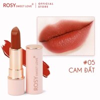 Son sáp lì ROSY SWEET LOVE, màu CAM ĐẤT, son không chì, son mềm mịn, lâu trôi, an toàn cho mẹ bầu