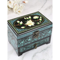 Sơn Tây Pingyao Hộp đựng trang sức sơn mài Hộp quà tặng bằng gỗ nguyên khối Hộp lưu trữ phong cách