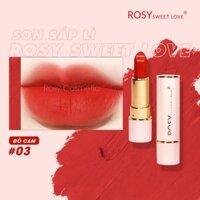 SON THỎI SÁP ROSY SWEETLOVE, SON LÌ LÂU TRÔI, DƯỠNG MỀM MÔI, MỜ THÂM MÔI, HÀNG CHÍNH HÃNG – ĐỎ CAM