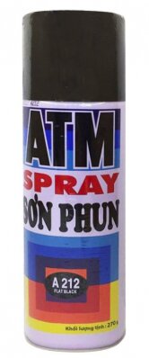 Sơn Xịt ATM A212 Màu Đen Mờ, 400ml (Flat Black), 12 Lon/Thùng