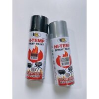 Sơn xịt pô chịu nhiệt Thái Hi-Temp mã 1200 đen nhám, màu bạc kim loại Aluminium 1500