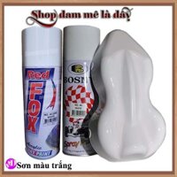 son xit trang, sơn lót xe máy, ô tô Bosny dung tích 400ml - Thái Lan, dặm vết xướt xe ô tô. - Redfox sơn thường - Trắng mờ