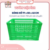 Sóng Nhựa Hở Có Bánh Xe - Rổ Nhựa Hở Loại Shiper, Kích Thước 75x50x45cm, Nhựa Chính Hãng Chắc Chắn, Cứng Cáp