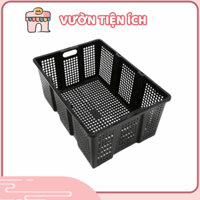 Sóng nhựa hở, rổ nhựa hở màu đen có nắp đậy, kích thước 600 x 400 x 260mm, nhựa PP chắc chắn - Vườn Tiện Ích